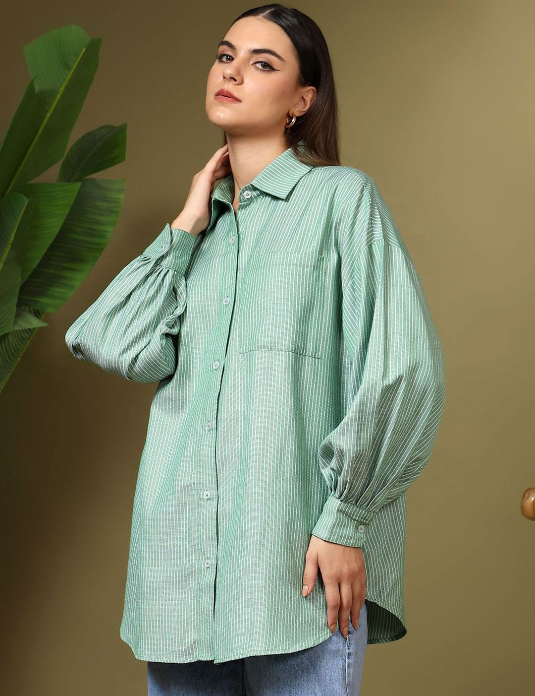 Kotty Women Opaque Printed Casual Oversized Shirt