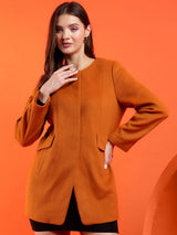 Kotty Band Collar Long Sleeves Overcoat