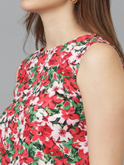 Kotty Floral Print Crepe Crop Top