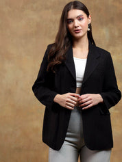 Kotty Solid Notched Lapel Overcoat