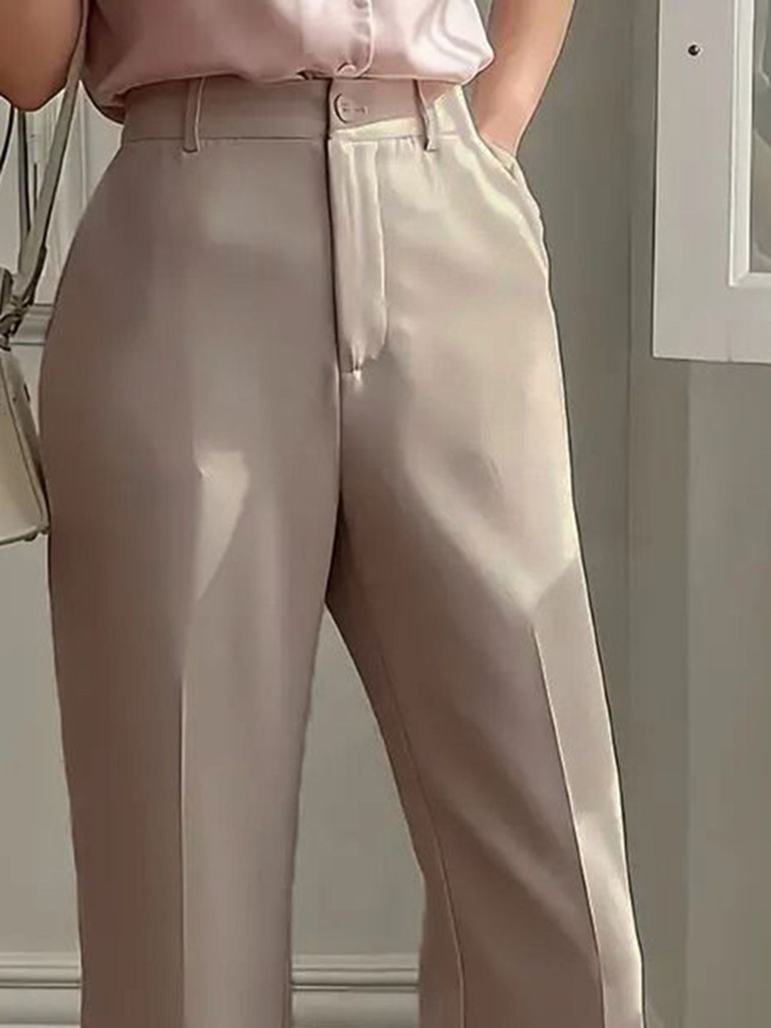 Kotty Women High-Rise Straight Fit Formal Korean Pants