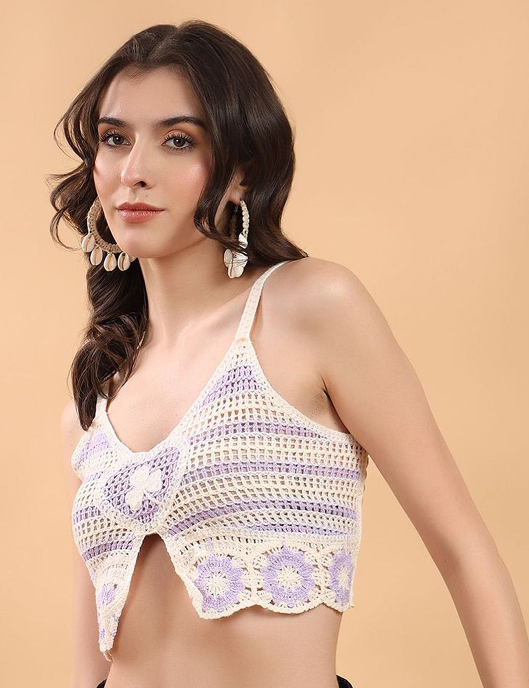 Kotty Embellished Print Cotton Crop Top