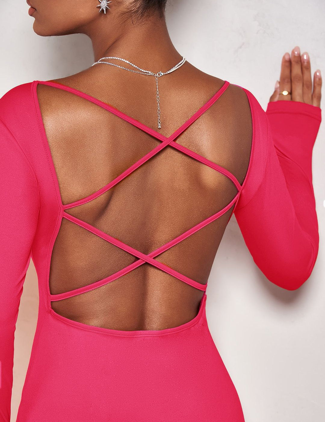 Kotty Solid Bodycon Backless Mini Dress