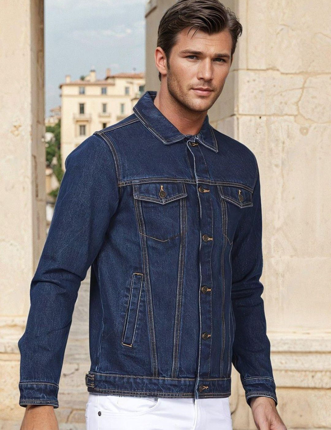 Kotty Men Solid Denim Jacket