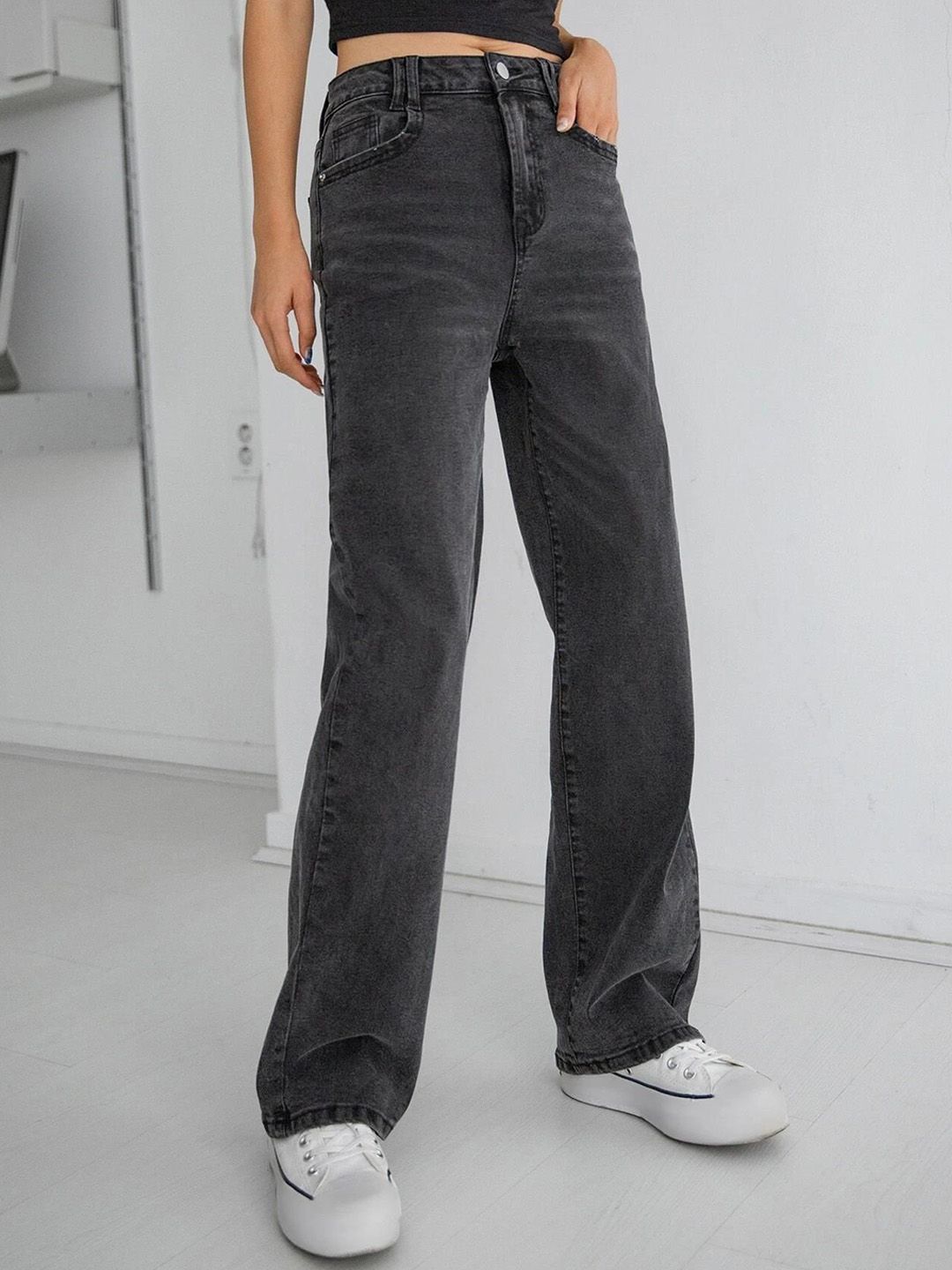 Kotty Women Straight Fit High-Rise Stretchable Cotton Jeans