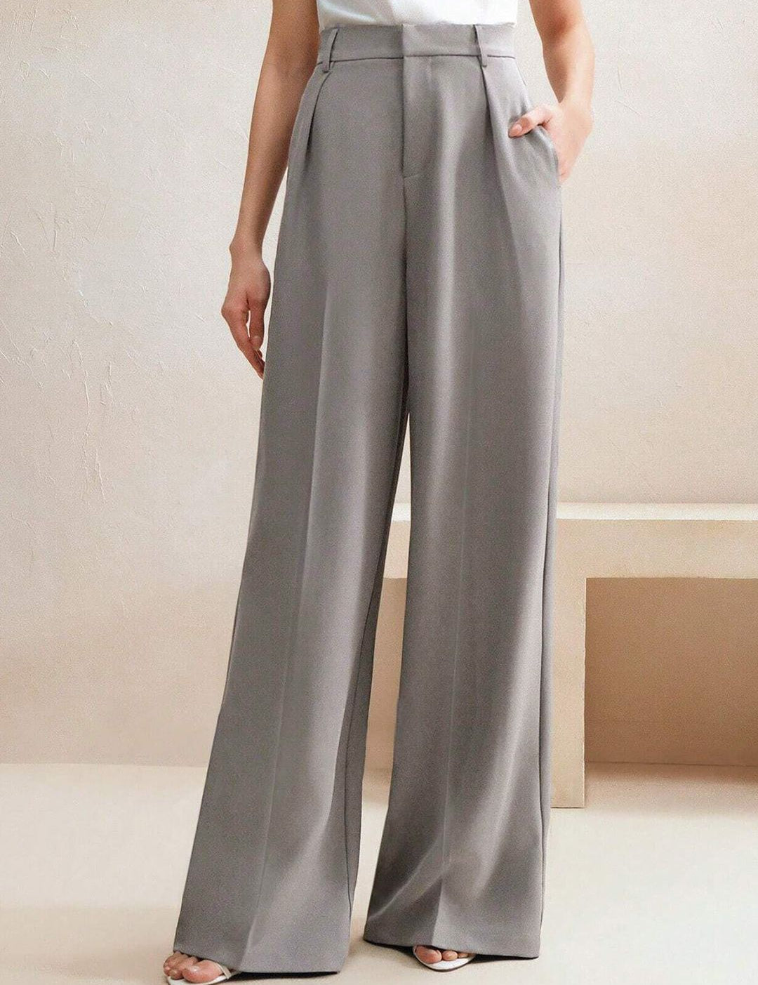 Kotty Women Wide Leg High-Rise Easy Wash Pleated Trousers