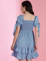 Kotty Women Floral Printed Puff Sleeve Fit & Flare Dress