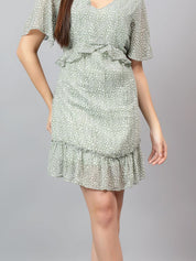 Kotty Women Animal Printed Batwing Sleeve A-Line Above Knee Dress