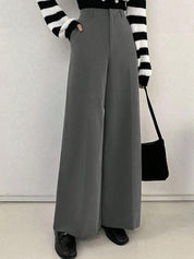 Kotty Women Grey High-Rise Wide Leg Formal Trouser