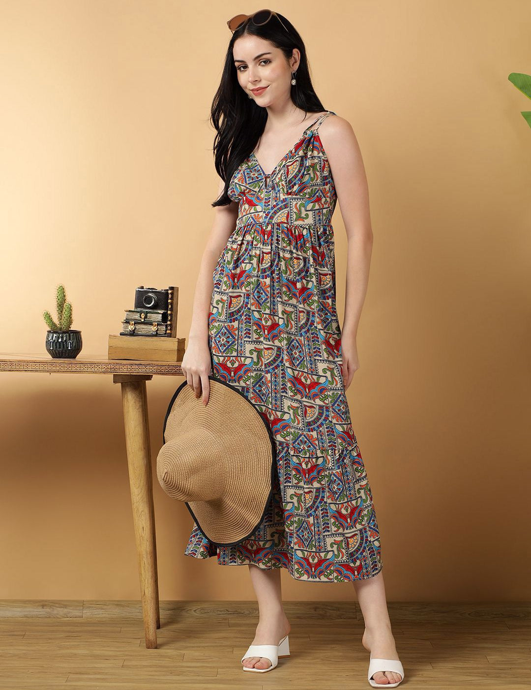 Kotty Abstract Print Fit & Flare Midi Dress