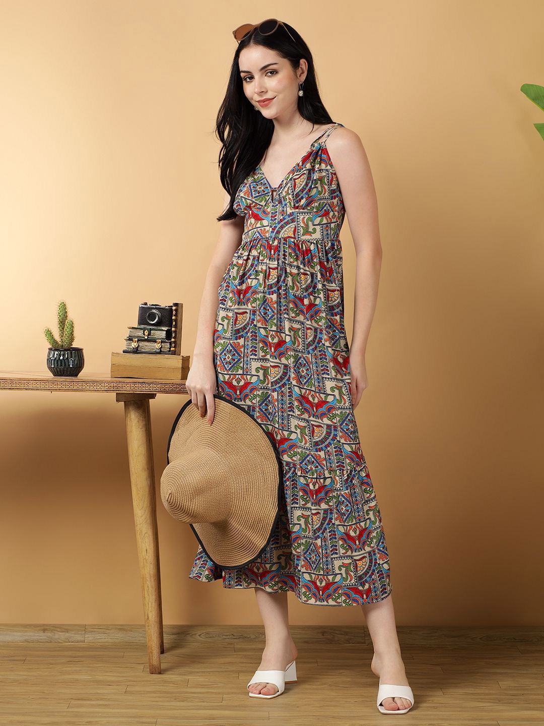 Kotty Abstract Print Fit & Flare Midi Dress