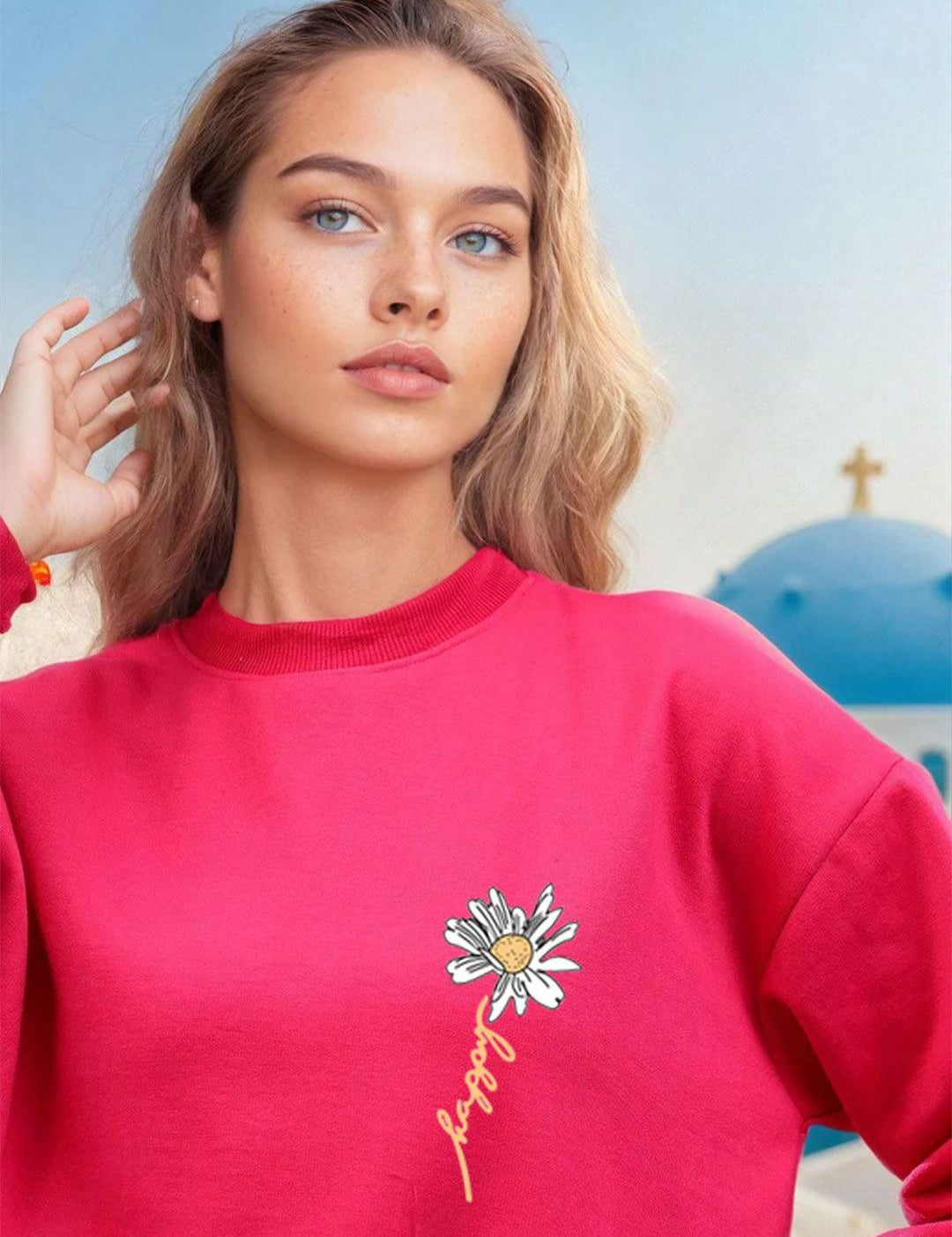 Kotty Women Floral Printed Round Neck Full Sleeve Pullover Sweatshirt