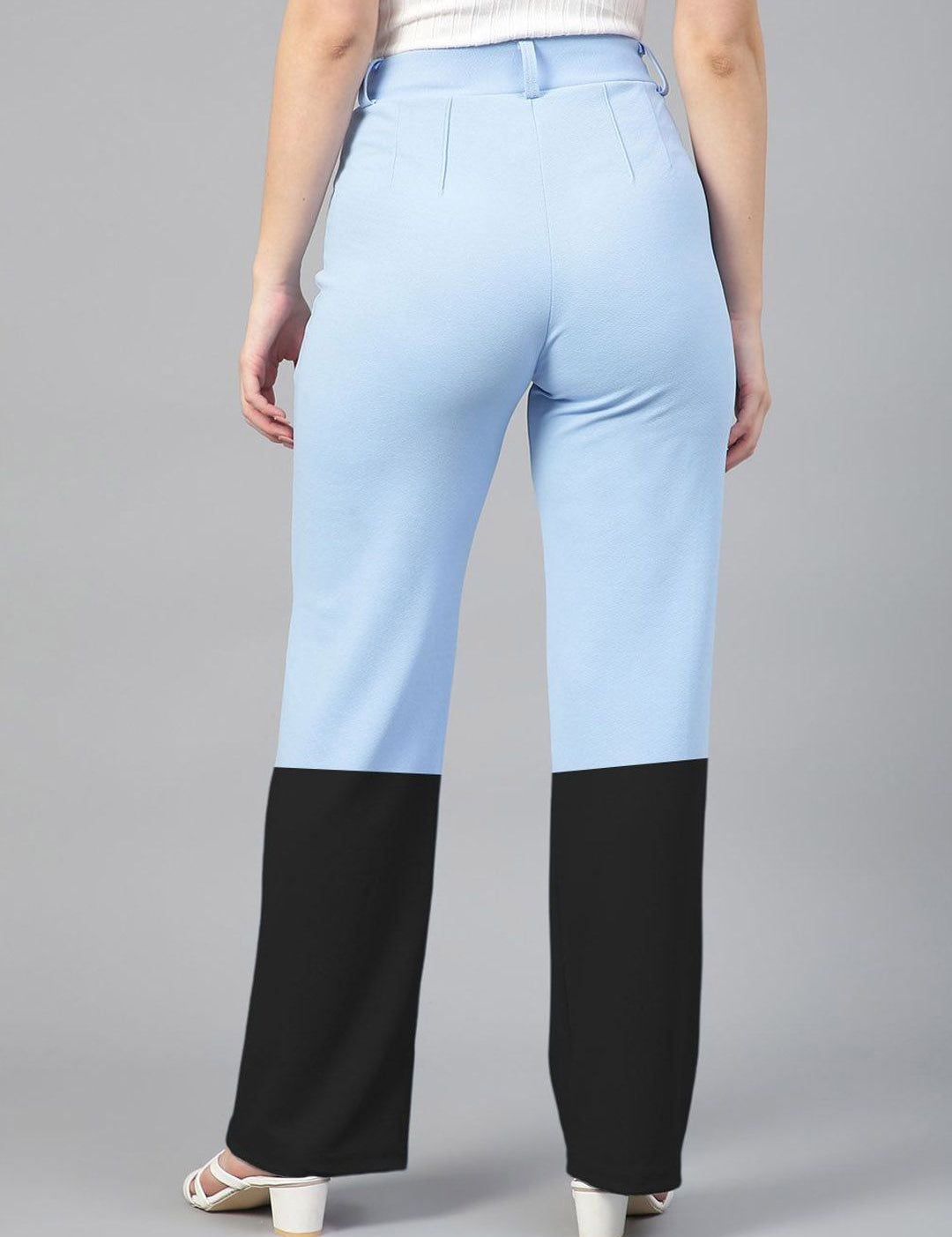 Kotty Women Colourblocked Straight Fit High-Rise Trousers