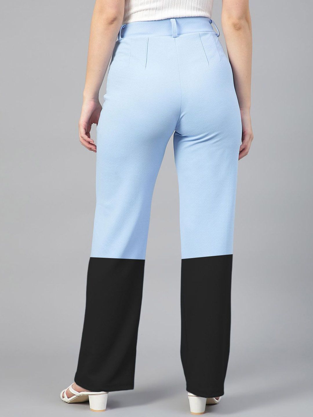 Kotty Women Colourblocked Straight Fit High-Rise Trousers