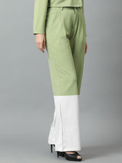 Kotty Women Colourblocked Relaxed Straight Leg Easy Wash Pleated Trousers