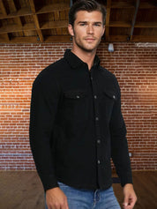 Kotty Men Spread Collar Solid Denim Jacket