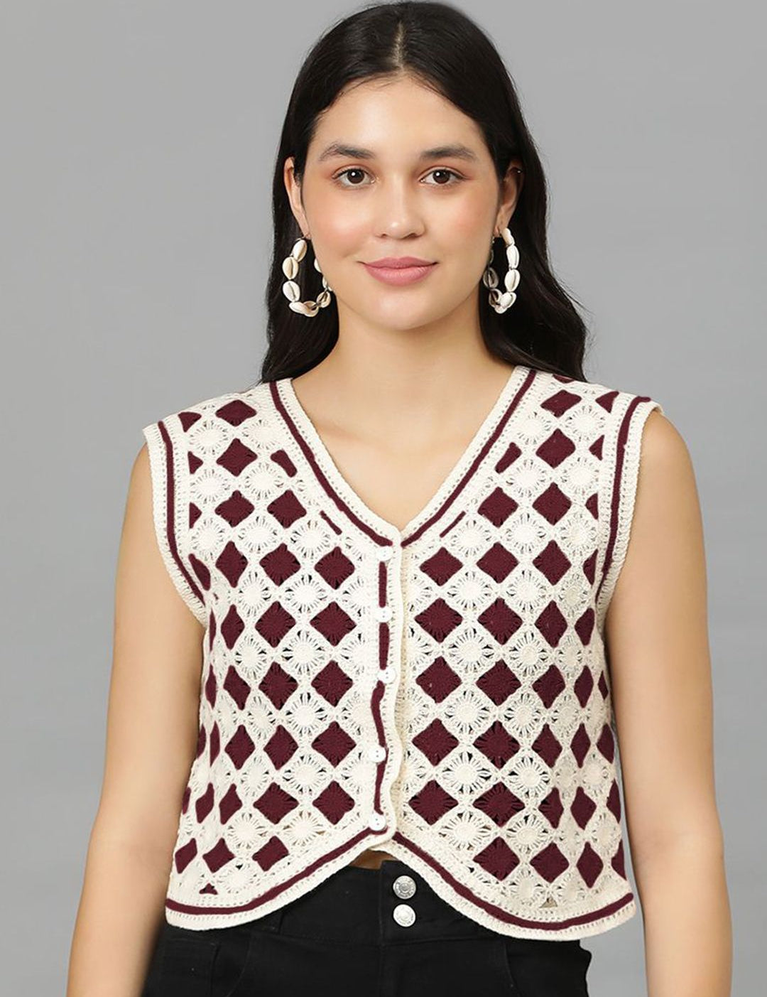 Kotty Women Embellished V-Neck Cotton Top