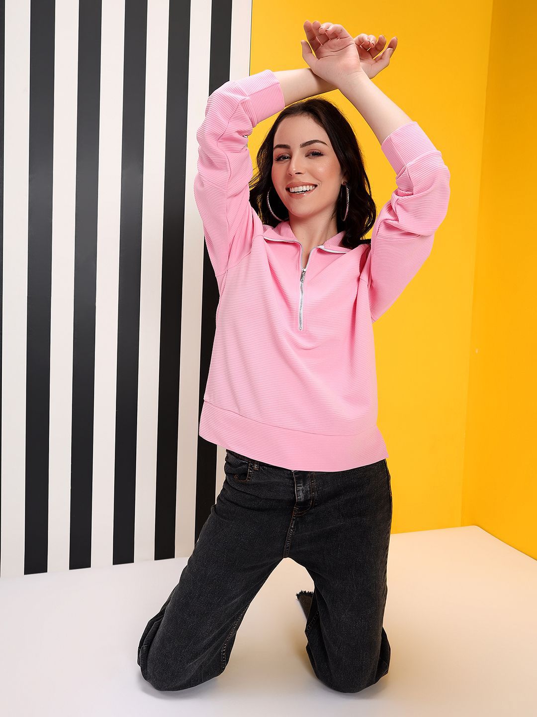 Kotty Women Cotton High Neck Sweatshirt