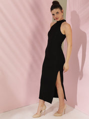 Kotty Women Solid Halter Neck Bodycon Dress