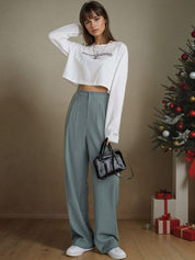 Kotty Women Relaxed Straight Leg Straight Fit High-Rise Easy Wash Trousers