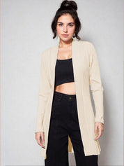 Kotty Shawl Collar Long Sleeves Longline Open Front Shrug