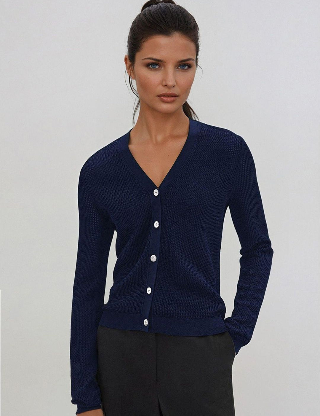 Kotty Women V-Neck Cotton Cardigan