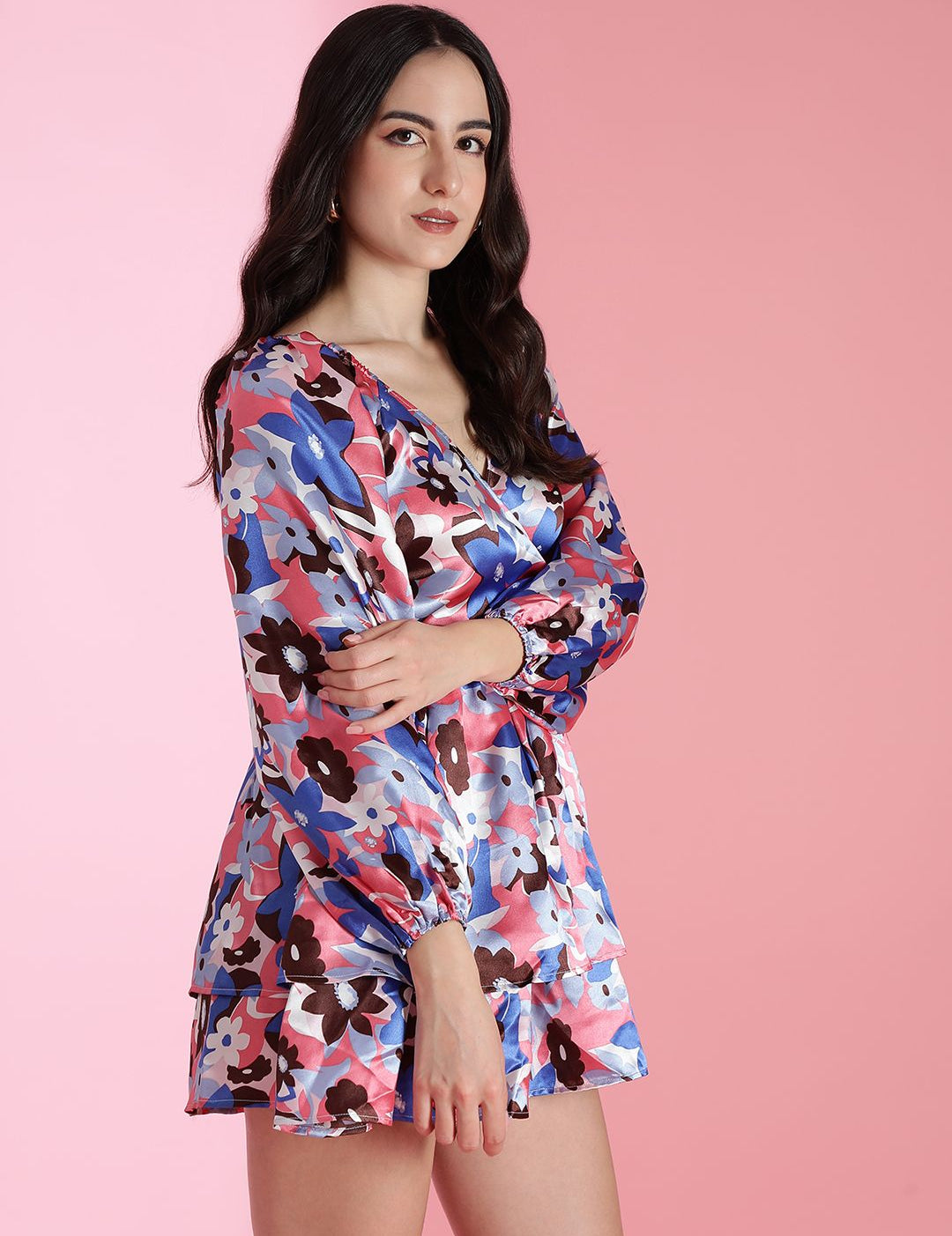 Kotty Women Floral Printed Puff Sleeve Fit & Flare Dress