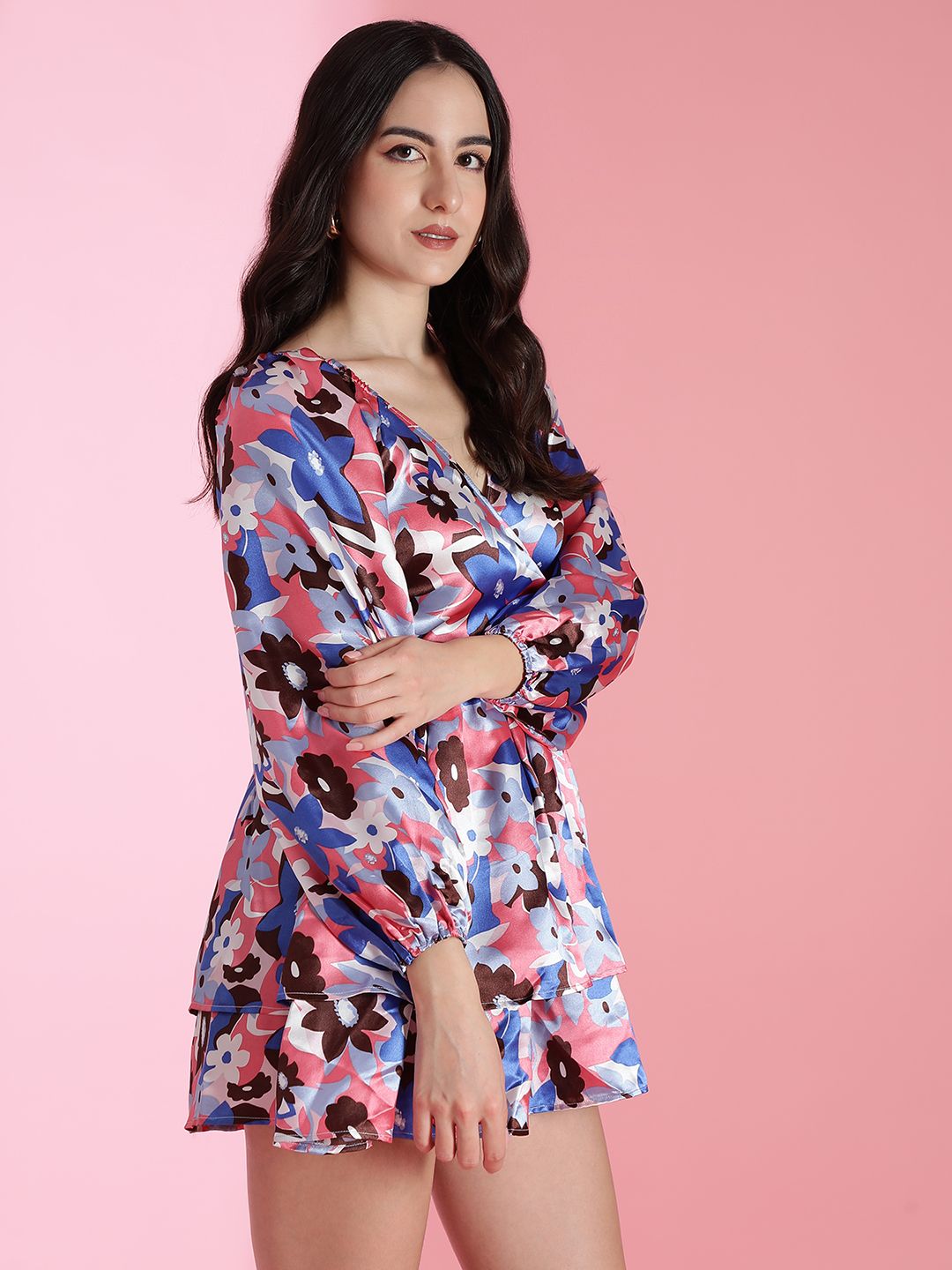Kotty Women Floral Printed Puff Sleeve Fit & Flare Dress