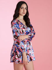 Kotty Women Floral Printed Puff Sleeve Fit & Flare Dress