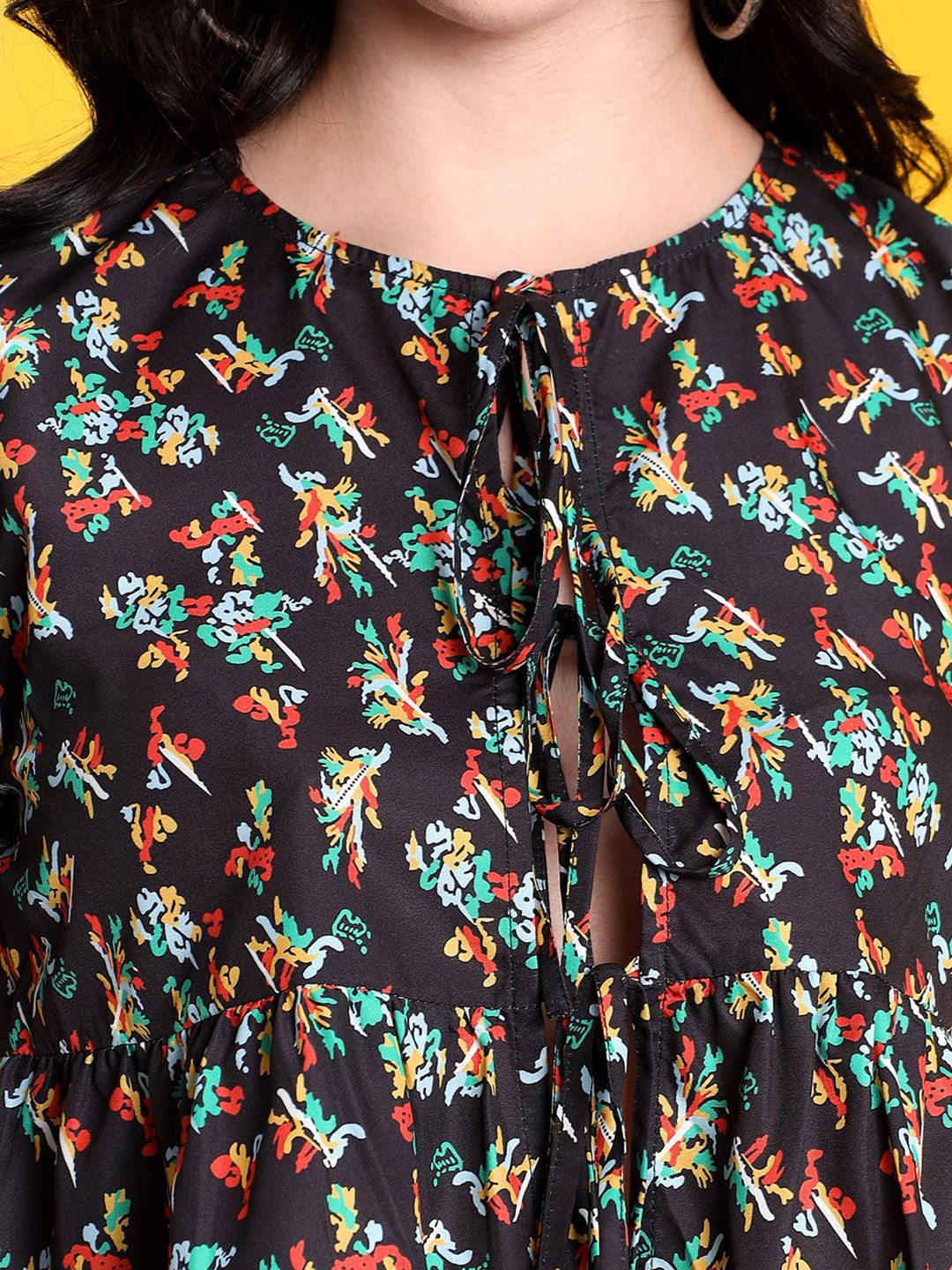 Kotty Women Abstract Printed Peplum Crop Top