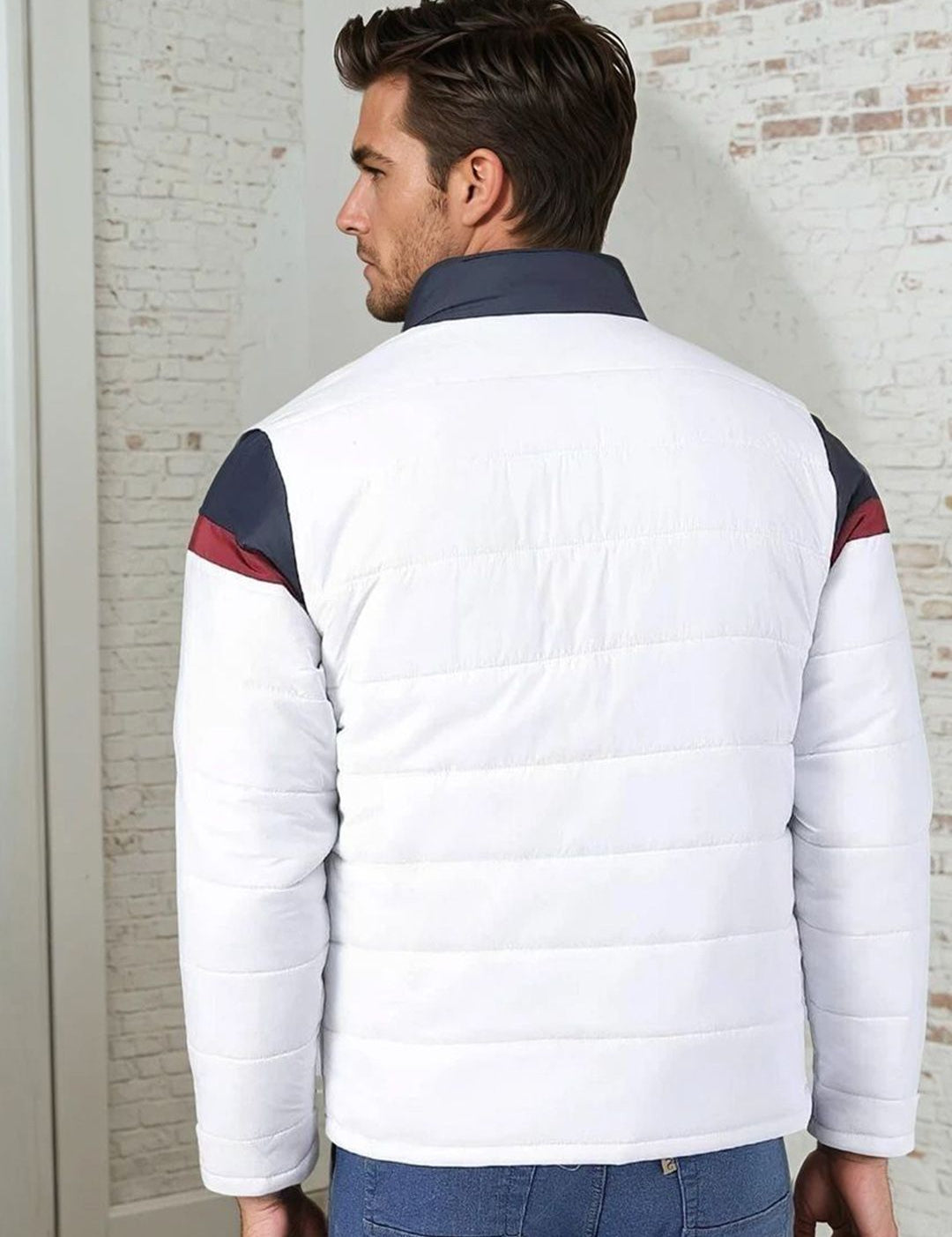 Kotty Men Mock Collar Colourblocked Puffer Jacket