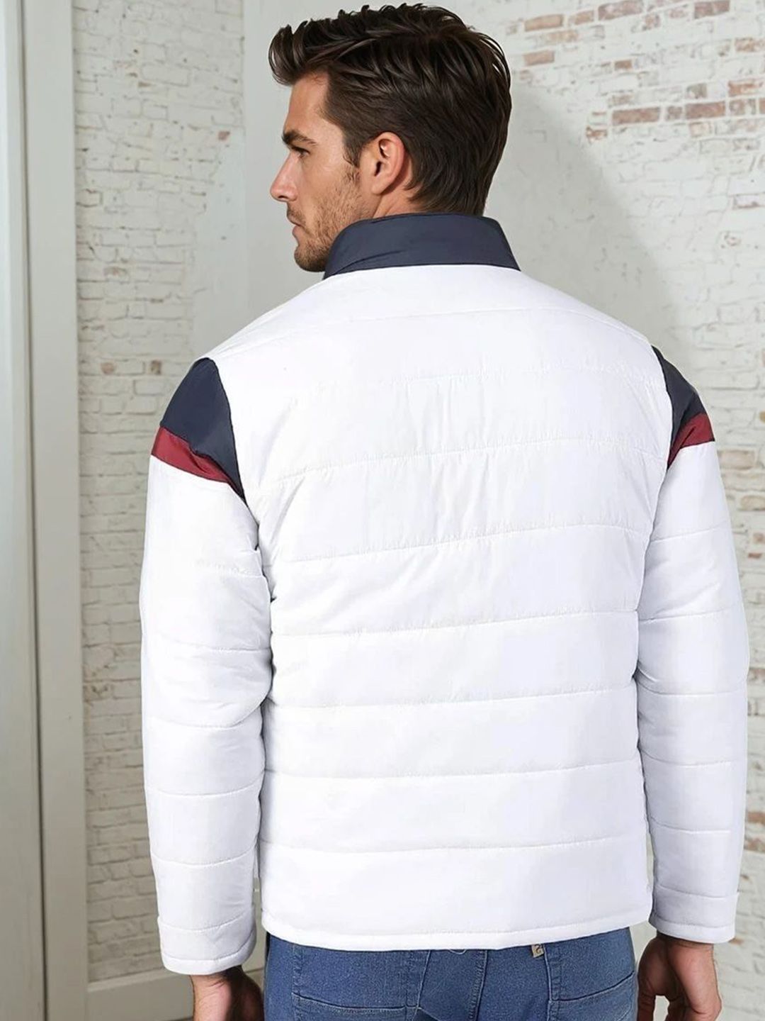 Kotty Men Mock Collar Colourblocked Puffer Jacket