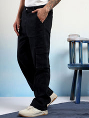 Kotty Men Low-Rise Wrinkle Free Pleated Cargos Trousers