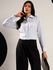 Kotty Women Relaxed Fit Solid Spread Collar Cotton Formal Shirt