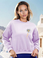 Kotty Women Floral Printed Round Neck Pullover Sweatshirt