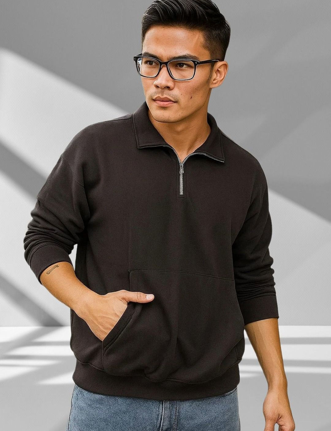 Kotty Men Shirt Collar Full Sleeve Cotton Sweatshirt