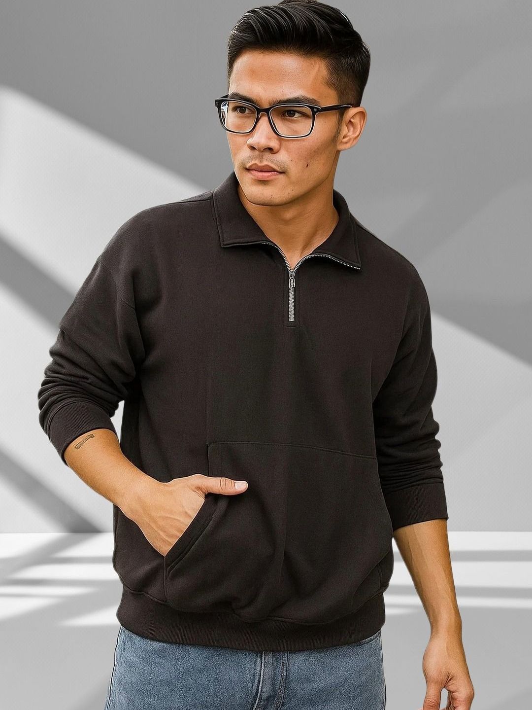 Kotty Men Shirt Collar Full Sleeve Cotton Sweatshirt