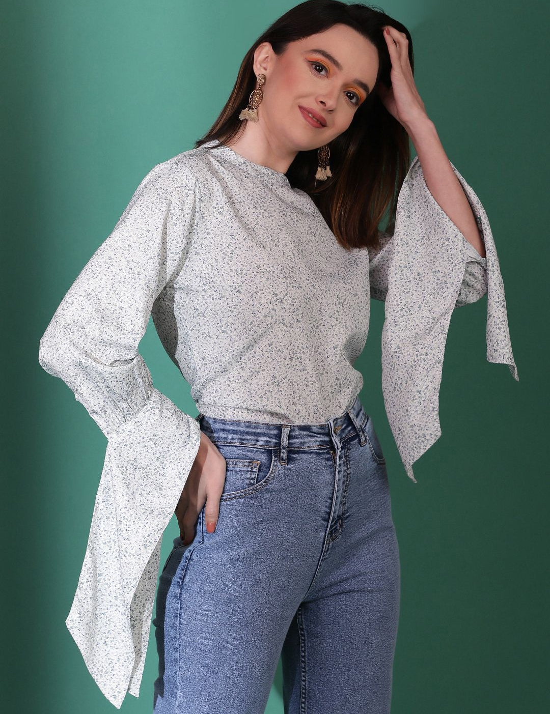 Kotty Women Abstract Printed High Neck  Top