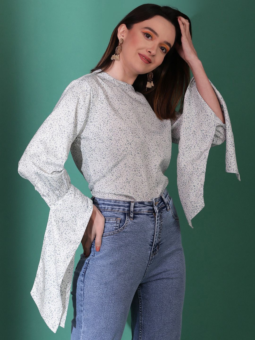 Kotty Women Abstract Printed High Neck  Top