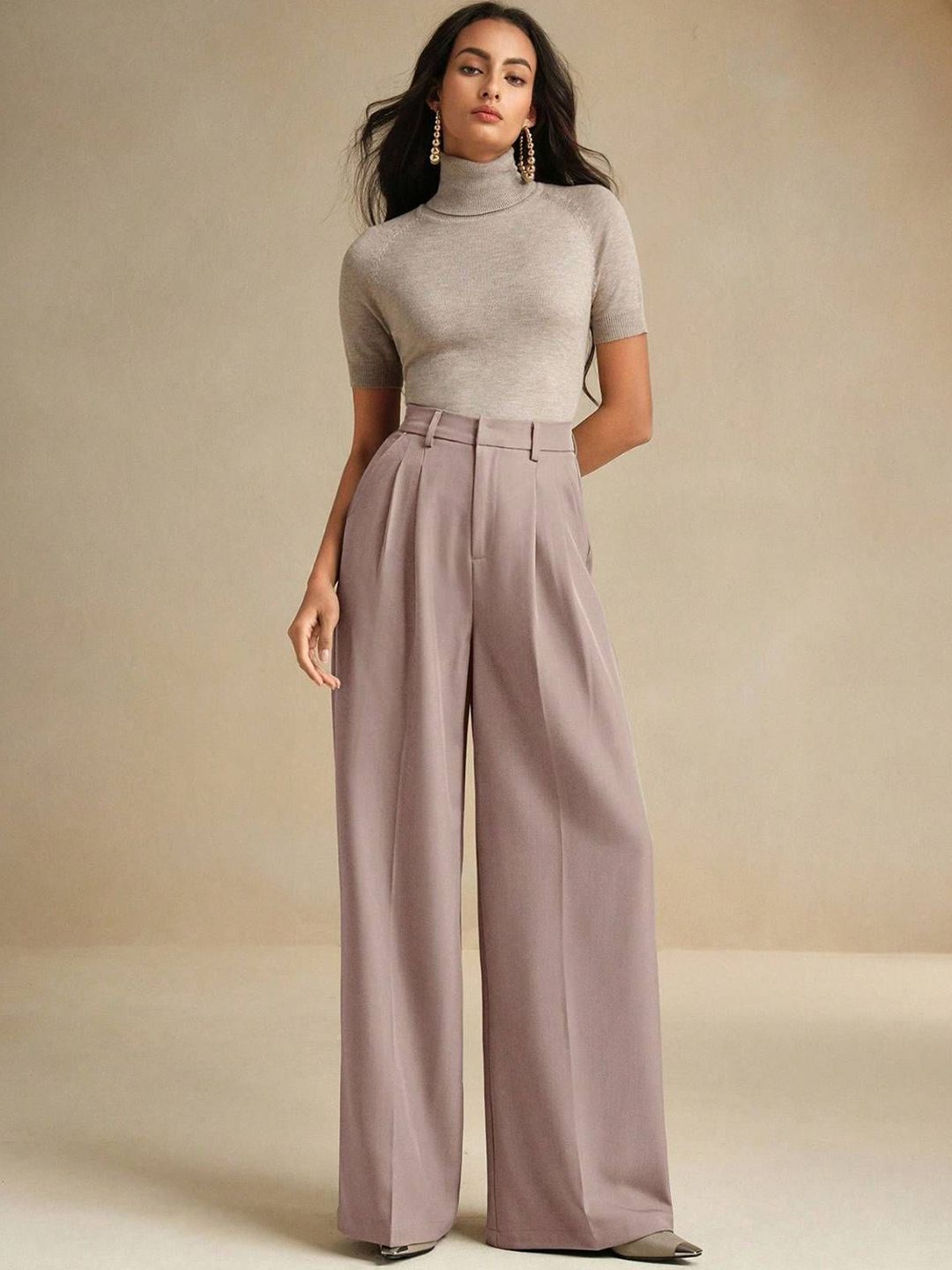 Kotty Women Relaxed Fit High-Rise Formal Trousers