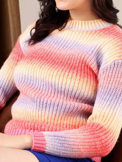 Kotty Striped Crew Neck Cotton Pullover Sweater
