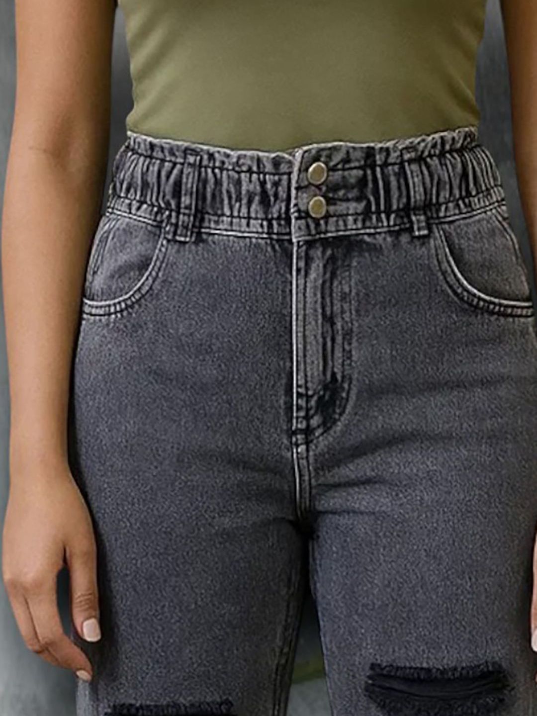 Kotty Women Straight Fit High-Rise Highly Distressed Light Fade Stretchable Jeans