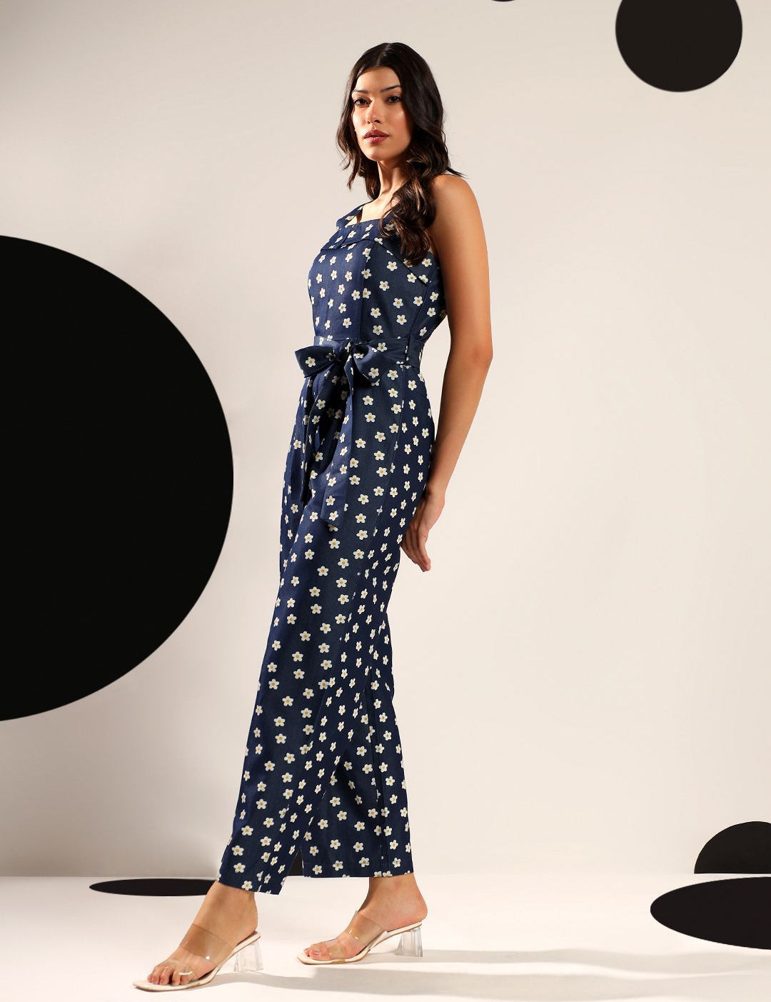 Kotty Women Floral Printed Shoulder Straps Cotton Basic Jumpsuit