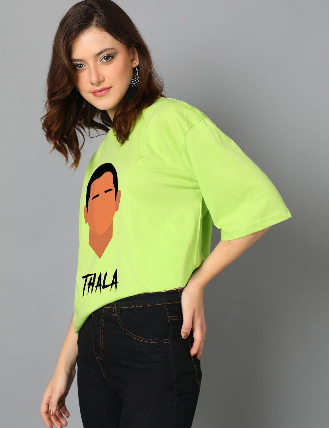 Kotty Women Graphic Printed Round Neck Cotton Oversized T-shirt