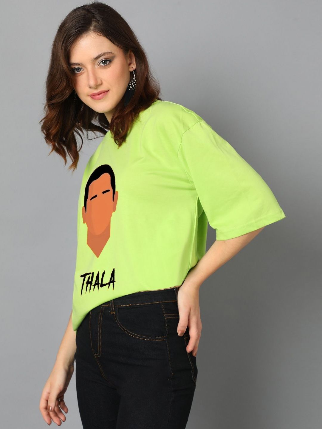 Kotty Women Graphic Printed Round Neck Cotton Oversized T-shirt