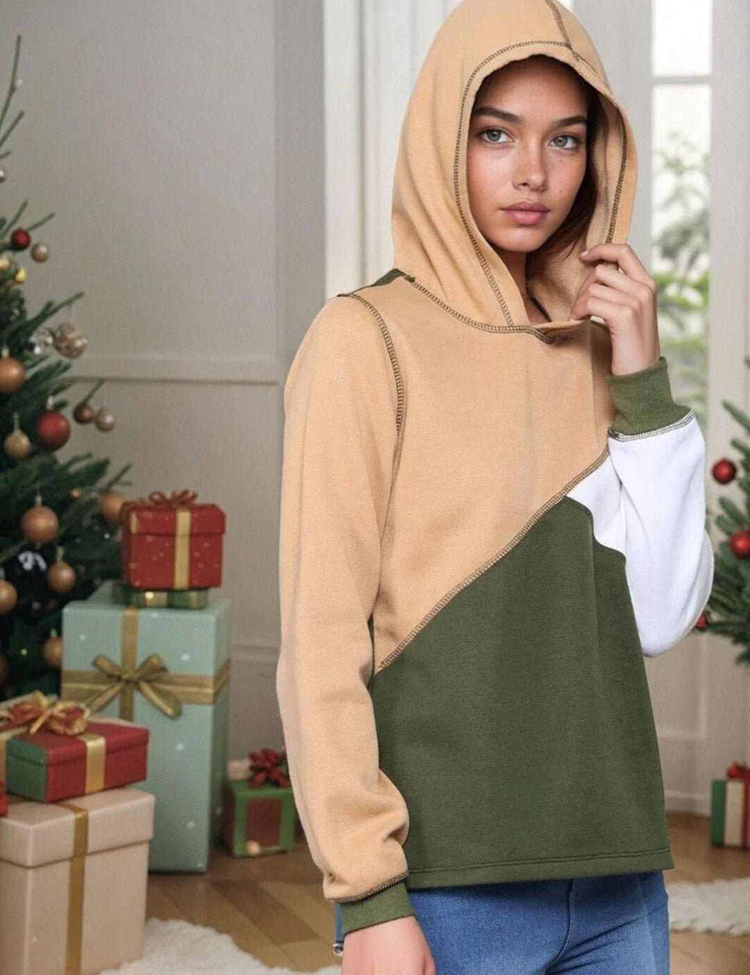 Kotty Women Colourblocked Hooded Sweatshirt