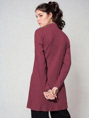 Kotty Shawl Collar Long Sleeves Longline Open Front Shrug