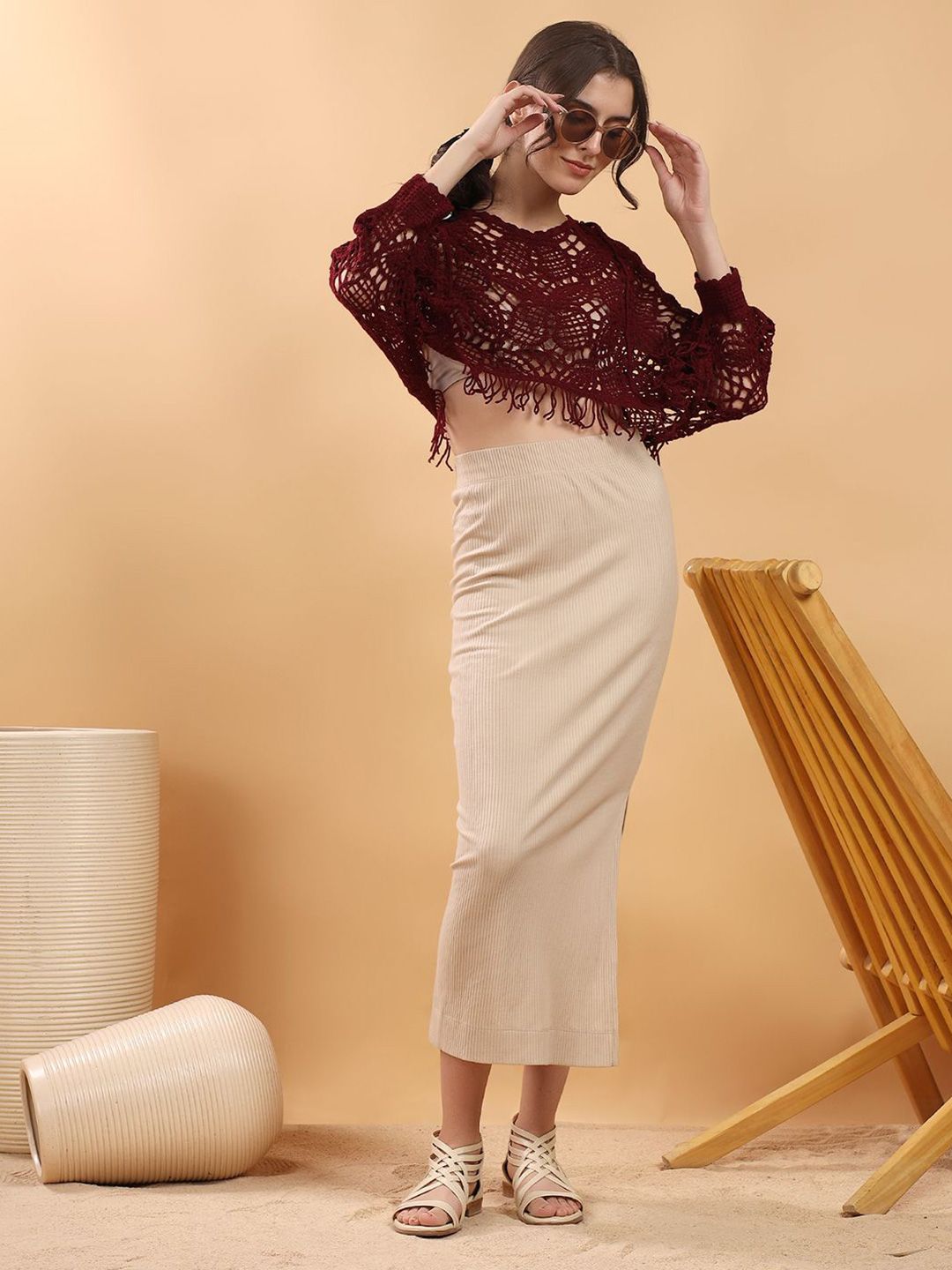 Kotty Women Solid Self Design Cotton Top