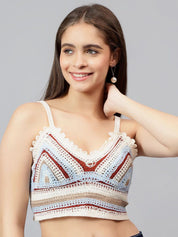 Kotty Women Self Design Scoop Neck Cotton Top