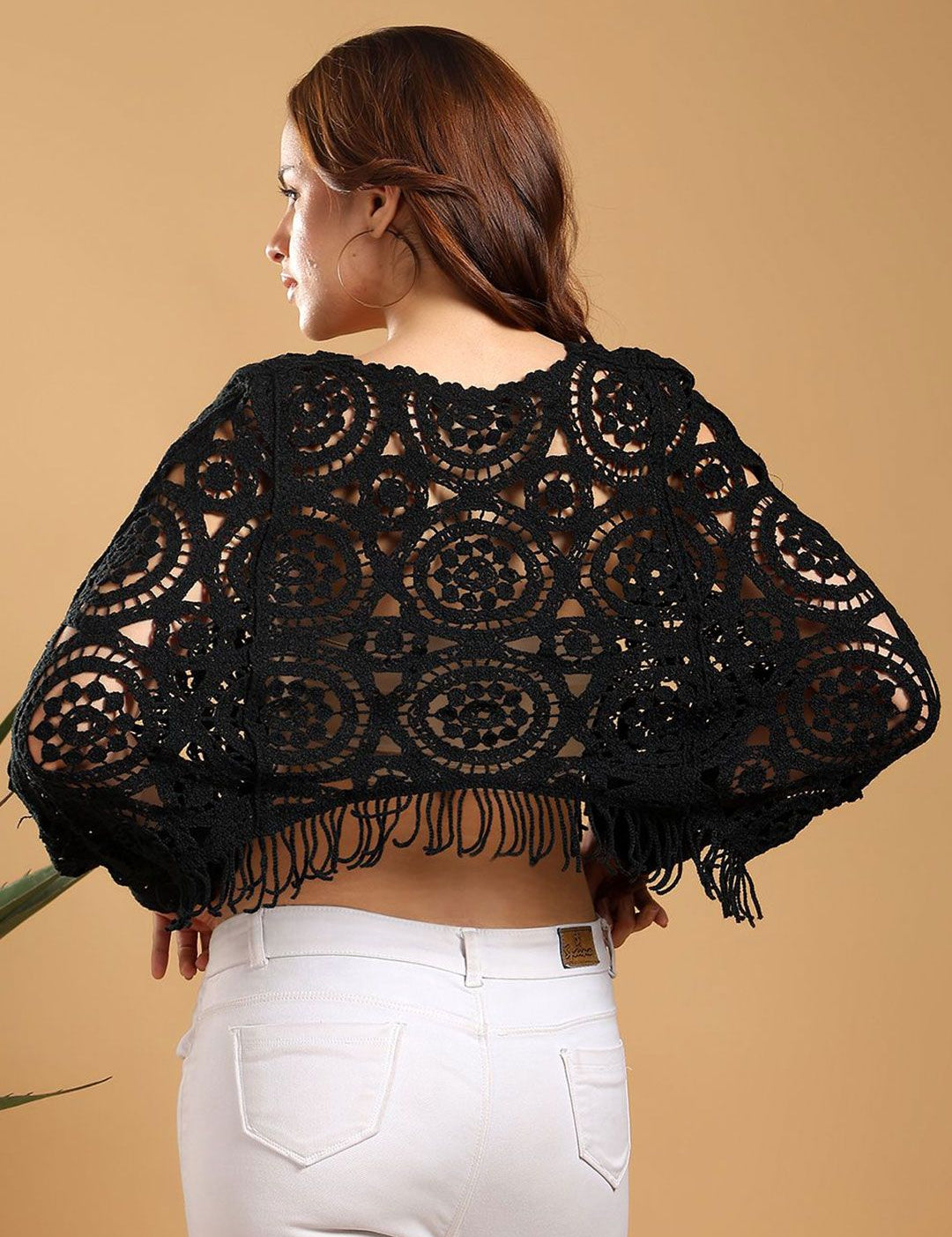 Kotty Women Crochet Black Heart Crop Top